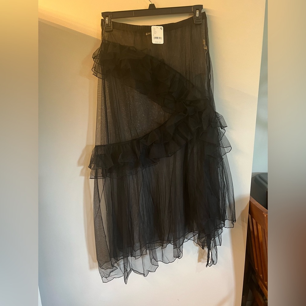 Women's Black free people Ruffle Mesh Skirt